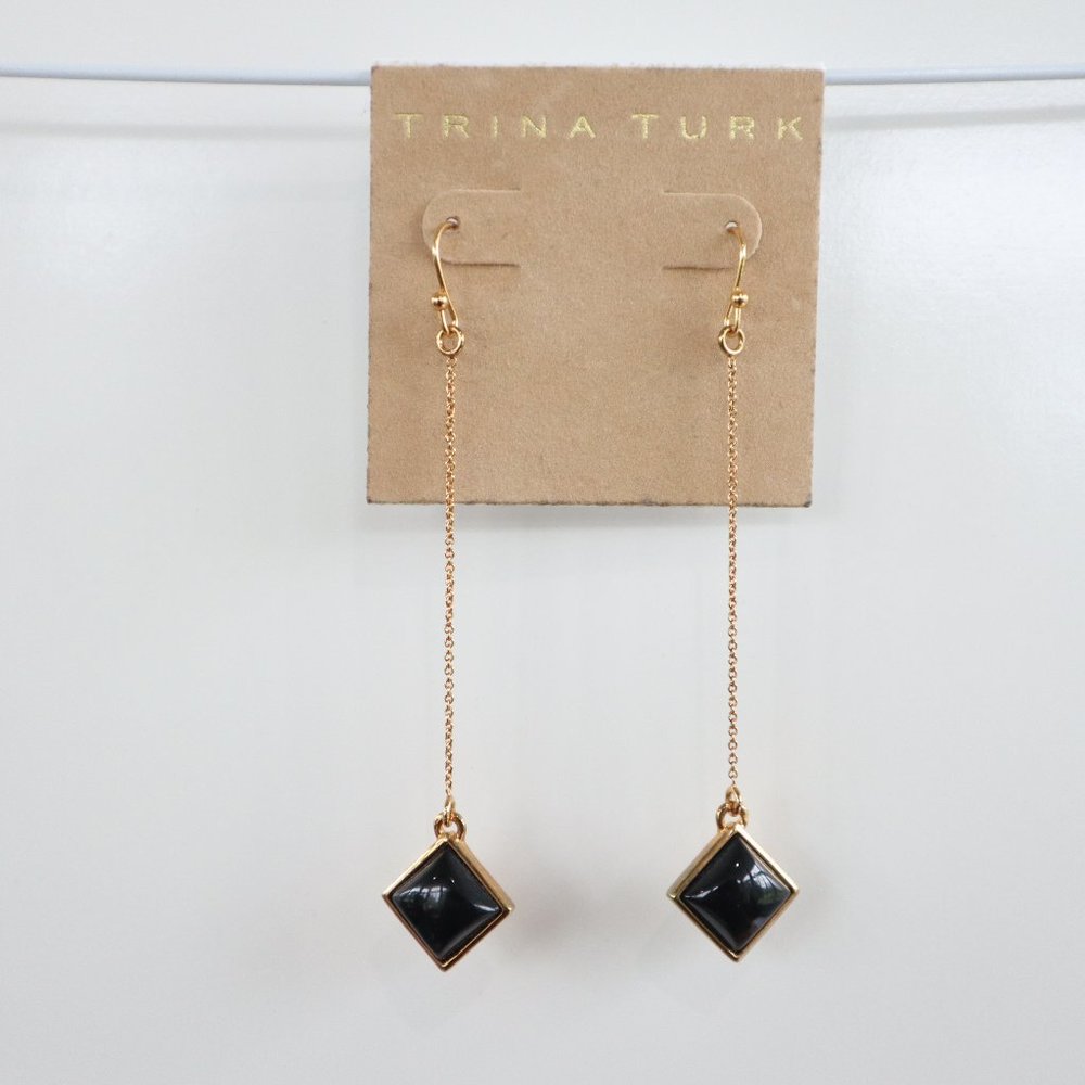 TRINA TURK Dangling  Black Squares  Earrings